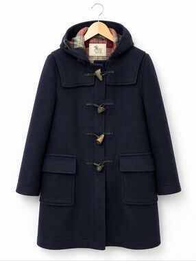 The Scotch House Vintahe Wool Navy Hooded Duffle Coat Toggle Closures Size S